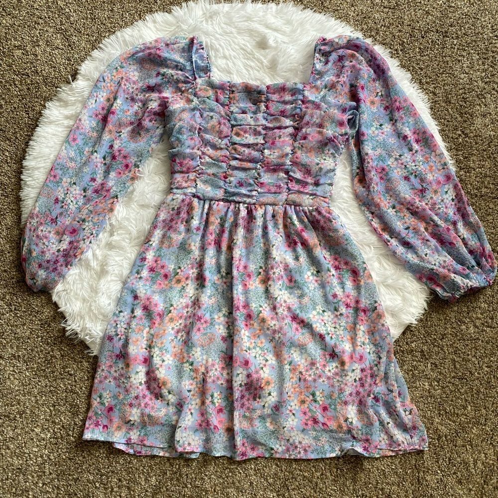 Crystal‎ Doll Multicolor Lace Mini Dress Womens Size XS Elastic Stretchy